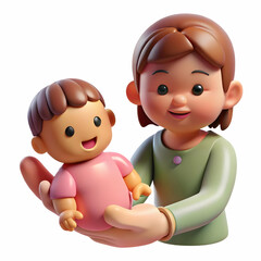 Close Up of Mother Holding Baby's Hand with Glossy Background and Soft Lighting - Nurturing Atmosphere and Copy Space Concept