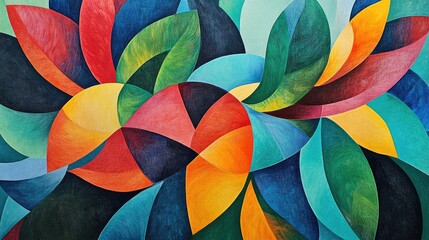 Fototapeta premium Vibrant Abstract Shapes Resembling Leaves and Flowers