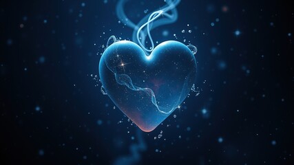 Obraz premium Heart in Indigo Cosmic Sky for Valentine's Day - Photorealistic 32K Imagery