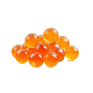 Salmon roe isolated on a white background, showcasing vibrant orange pearls with a glossy finish. cutout png