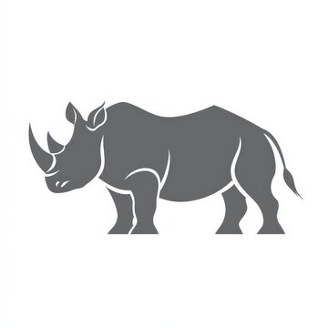 recommend clip art: Rhinoceros silhouette on a white isolate background, showcasing its distinctive horn and sturdy body.
