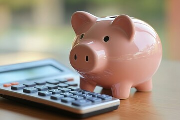 Piggybank And Calculator, Generative AI