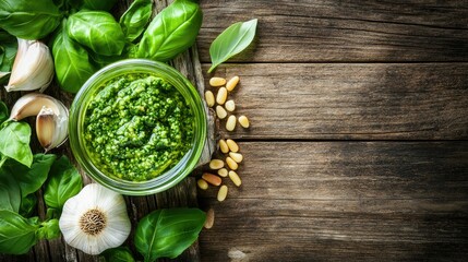 Vibrant Pesto Alla Genovese in a Jar with Ingredients