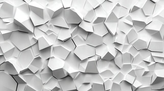 Abstract extruded voronoi blocks background. Minimal light clean corporate wall. 3D geometric surface illustration. Polygonal elements displacement