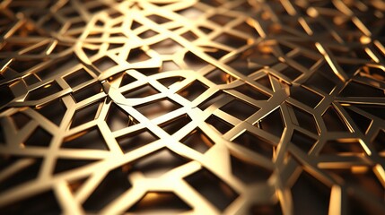 Naklejka premium Intricate Golden Geometric Design in Close-Up View