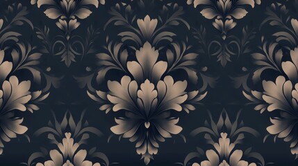 Fototapeta premium Dark damask seamless pattern background. Elegant luxury texture for wallpapers