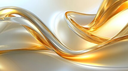 Smooth Golden Floating Shapes with Glossy Surface