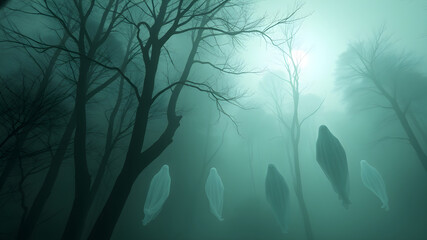 Obraz premium Night Halloween ghost come on