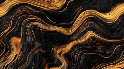 Elegant Flowing Golden Waves on Dark Background