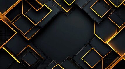 Golden Geometric Patterns on Dark Background