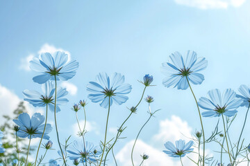 blue flowers with blue sky background