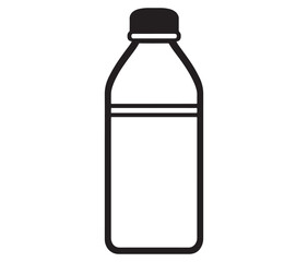 Bottle of water isolated on white, Vector Design Milk Bottle Icon Style, Line art bottle icon