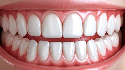 Obraz premium Realistic vector showing an upper row of perfectly clean, white teeth and gums 