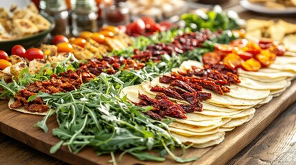 Fototapeta premium Elegant Arrangement of Piadina with Fresh Ingredients