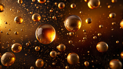 Floating whiskey droplets in golden light