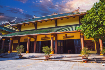 Fototapeta premium modern beautiful Buddhist temple at Linh ung Pagoda in Da Nang in Vietnam in summer in Asia
