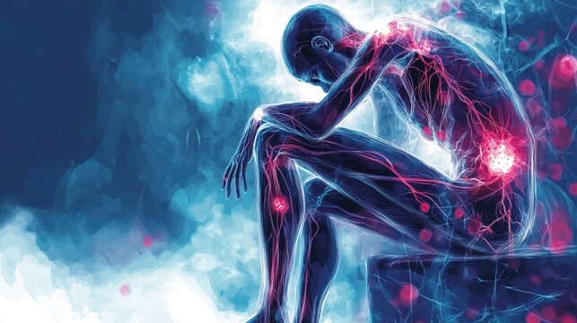 Diabetic neuropathy pain and discomfort nerve damage illustration