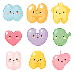 Cute Cartoon Design of Happy Body Organs