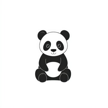 recommend clip art: Cute cartoon panda character sitting, isolated on a white background.