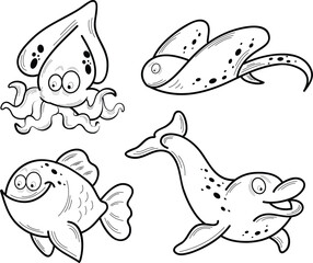 Dive into Creativity: A Collection of Whimsical Marine Life Icons.**