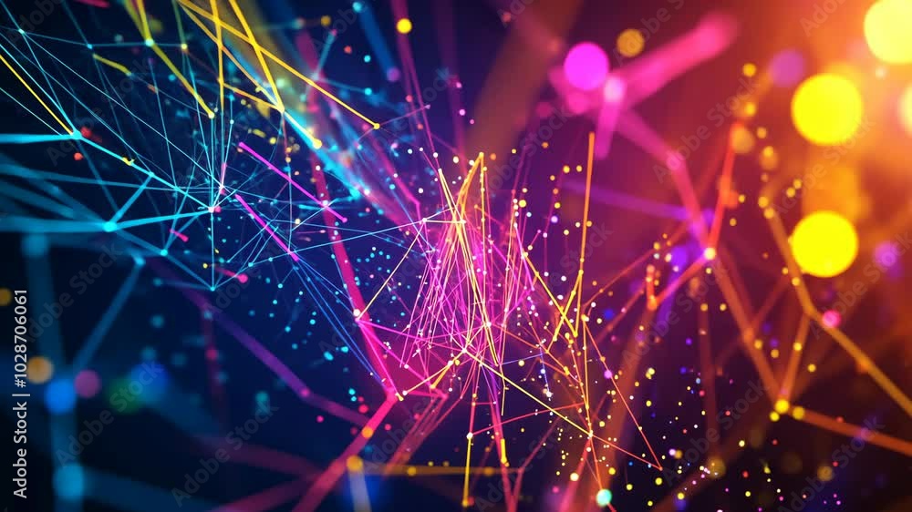 Poster a colorful abstract design with glowing lines and dots