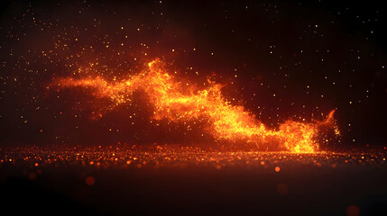 Naklejka premium A vibrant display of fiery particles against a dark background.