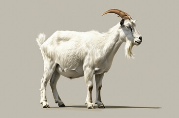 Fototapeta premium Goat. Vintage retro print, black white goat sketch ink pencil style drawing, engrave old school. Sketch artwork silhouette goat, white background. Side view profile. Illustration