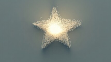 A white star-shaped light fixture with a glowing light bulb in the center, against a pale gray background.