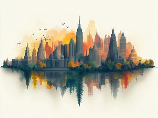 Fototapeta premium silhouette illustration of famous world landmarks, creatively designed to highlight their unique shapes and cultural significance, evoking the spirit of global tourism