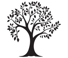 Vector black tree of live icon on white background, Plant tree silhouette, Palm tree icon