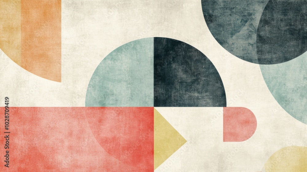 Poster abstract geometric pattern with muted colors and textured background.