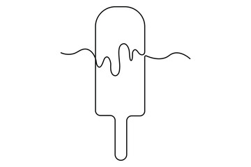 Continuous One line drawing of Ice cream single line vector illustration.editable stroke. isolated on white background