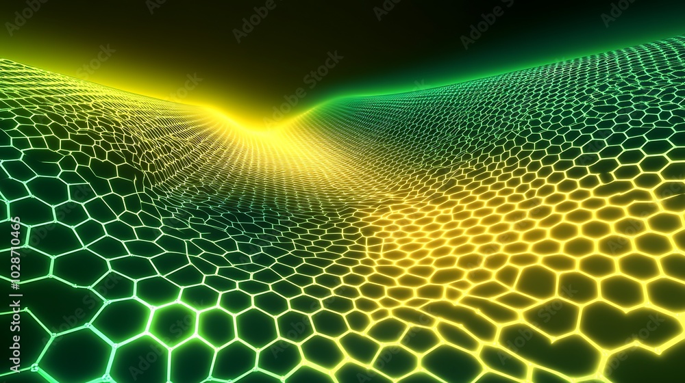 Poster Abstract green and yellow hexagonal pattern background.