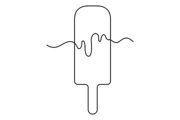 Continuous One line drawing of Ice cream single line vector illustration.editable stroke. isolated on white background