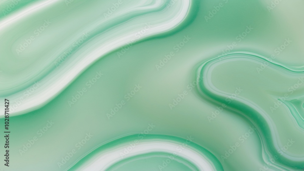 Poster soft emerald and jade swirls in abstract design