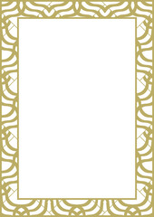Golden ornamental frame A4 with vintage pattern. Version 9. Vector illustration