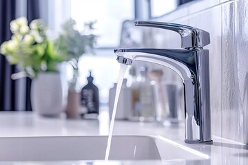 A sophisticated touchless faucet showcasing a contemporary design and innovative features, presented against a clean white backdrop for optimal visibility.