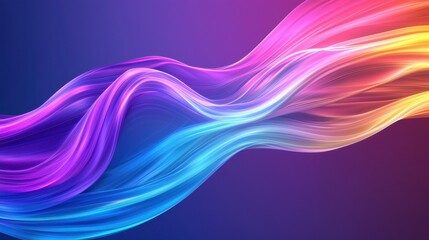 Fototapeta premium Abstract wave of multicolored light flow on dark background