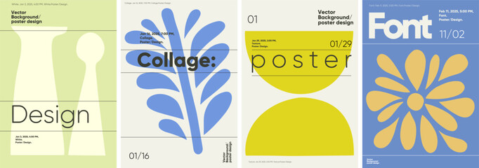 Typography poster with bold Brutalist shapes, ideal for art exhibitions, media banners, and festival posters in a modern minimalist style.