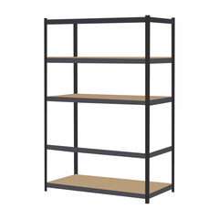 Vector illustration of a steel shelf rack, ideal for industrial, warehouse, or home storage design