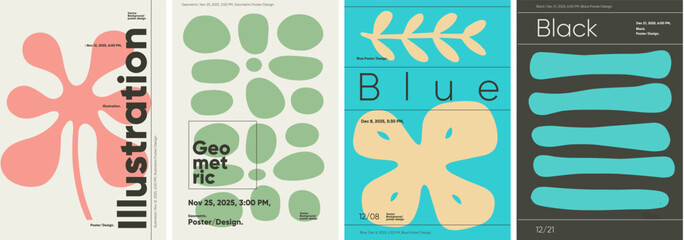 Illustration poster featuring bold, organic shapes in a minimalist Brutalist style. Perfect for festival banners, art exhibitions, and modern media covers.