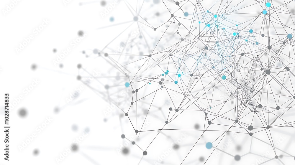 Poster Abstract network of connected dots and lines on a white background.