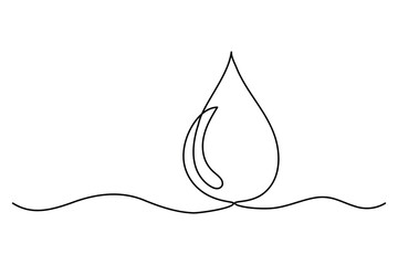 Continuous line drawing of drop. Water drop line icon. raun drop icon. Vector illustration