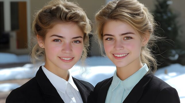 Mormon female missionaries dressed smartly ready for their mission. Jesus christ of latter day saints church.