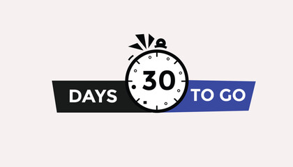 30 days to go Countdown number banner templates. time icon. Vector Illustration