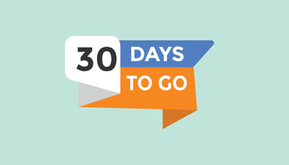 30 days to go Countdown number banner templates. time icon. Vector Illustration