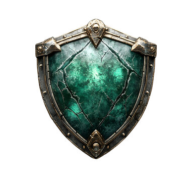 Green Knight's Shield with World of Warcraft Inspired Design Isolated on Transparent Background