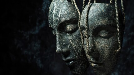Two Masks with a Dark Background