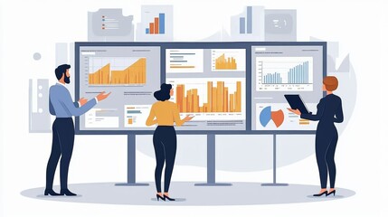 Vector illustration of office people: Developing innovative business solutions in a modern flat design style