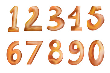 Watercolor gold number clip art for birthday, and party needs